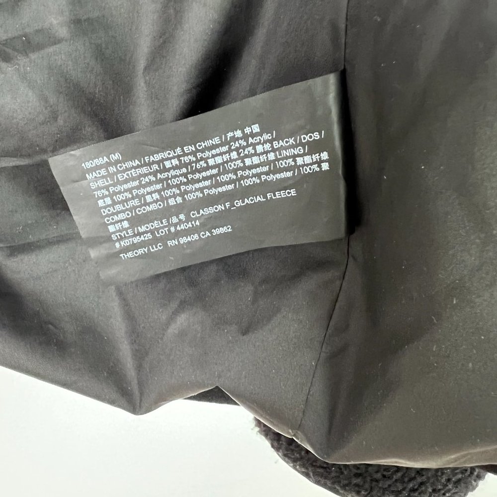 Theory Glacial Fleece Jacket Full Zip Black Size Medium M - Picture 14 of 16